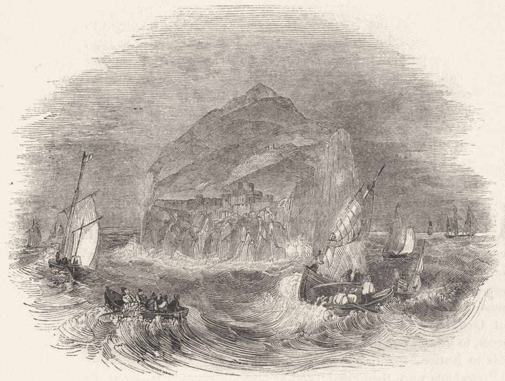 SCOTLAND. Bass Rock, with jail of covenanters 1845 old antique print picture